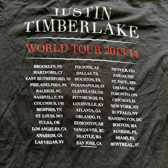 Collectible JUStiN TIMBERLAKE World Tour 2013 2014 Concert T Shirt Size Small - Picture 7 of 7